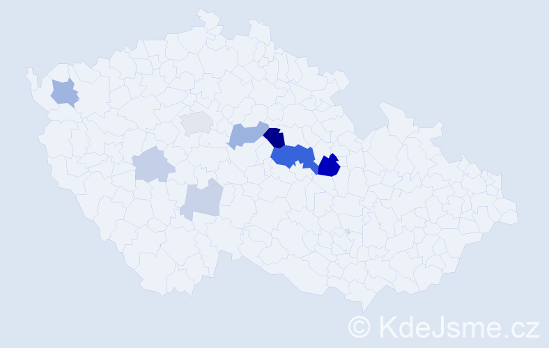 Příjmení: 'Tefr', počet výskytů 24 v celé ČR