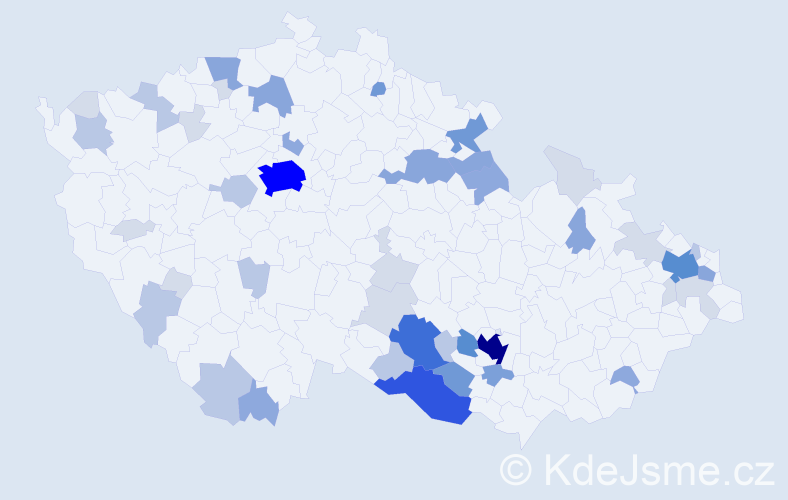 Příjmení: 'Kudera', počet výskytů 157 v celé ČR