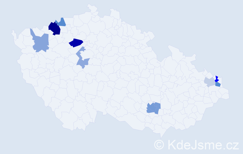 Příjmení: 'Klinga', počet výskytů 19 v celé ČR