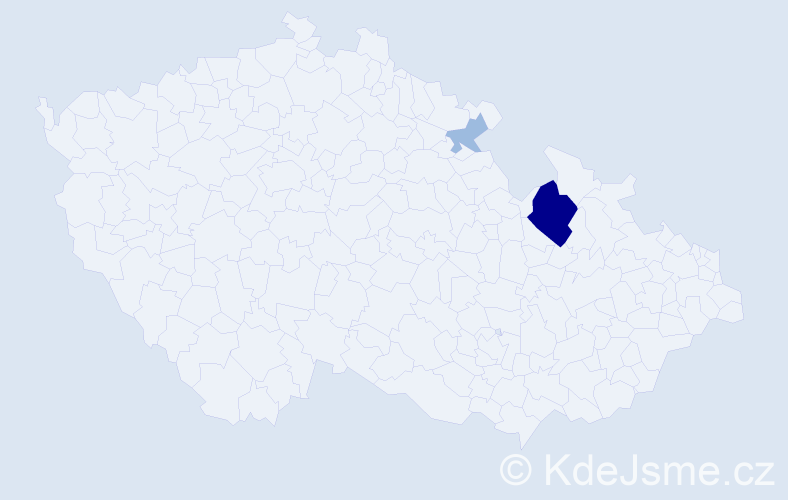 Příjmení: 'Brnyaková', počet výskytů 5 v celé ČR