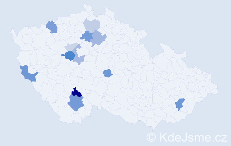 Příjmení: 'Kusbach', počet výskytů 29 v celé ČR