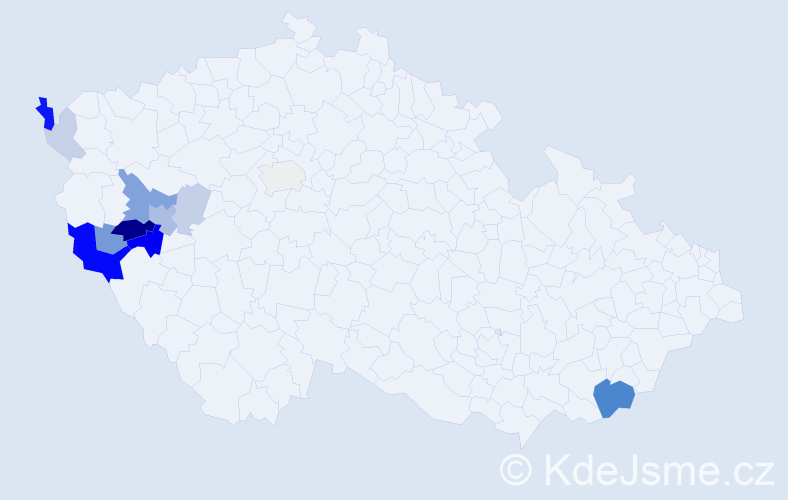 Příjmení: 'Bohmannová', počet výskytů 36 v celé ČR
