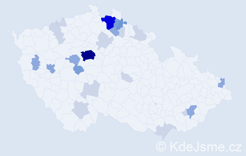 Příjmení: 'Kujanová', počet výskytů 72 v celé ČR