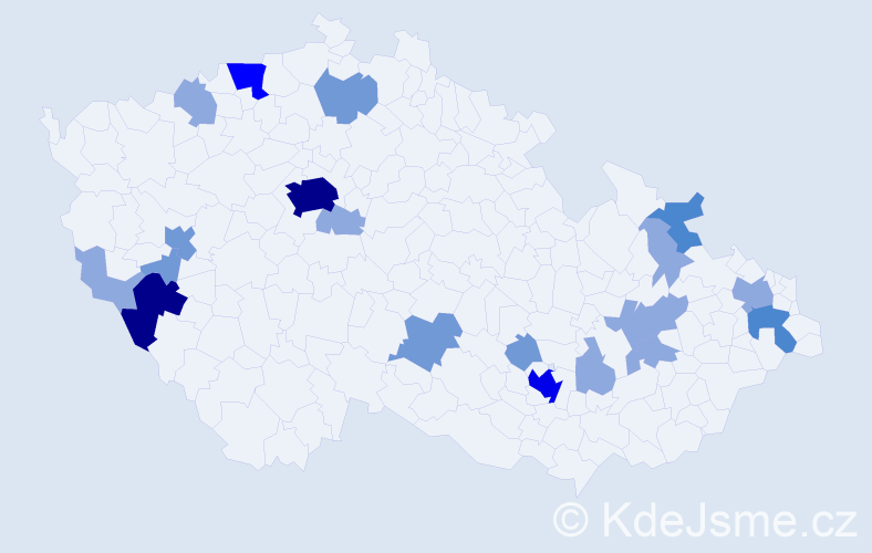 Příjmení: 'Neumayerová', počet výskytů 45 v celé ČR