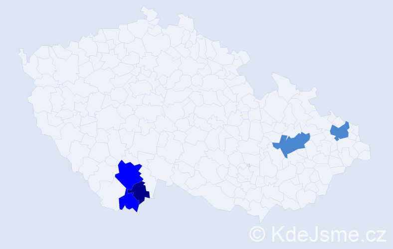 Příjmení: 'Pupková', počet výskytů 10 v celé ČR