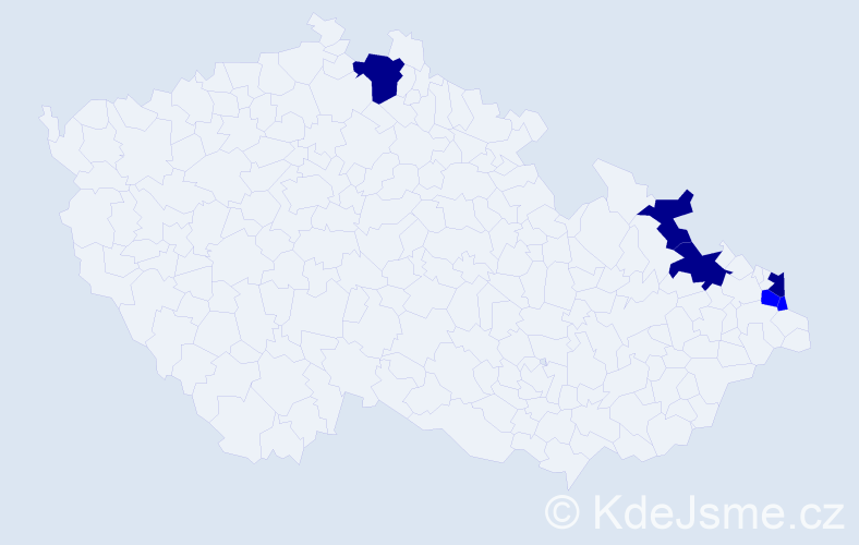 Příjmení: 'Galáčová', počet výskytů 10 v celé ČR
