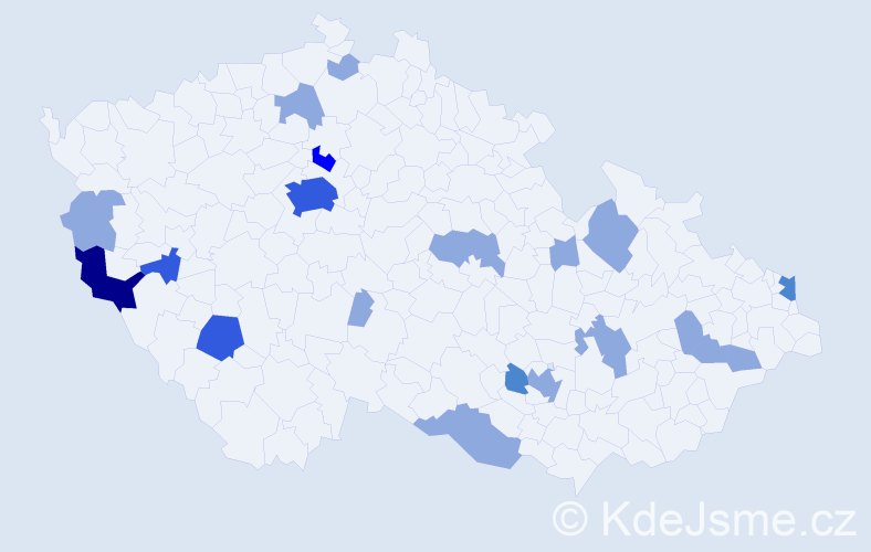 Příjmení: 'Kureková', počet výskytů 35 v celé ČR