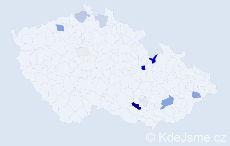 Příjmení: 'Belis', počet výskytů 15 v celé ČR
