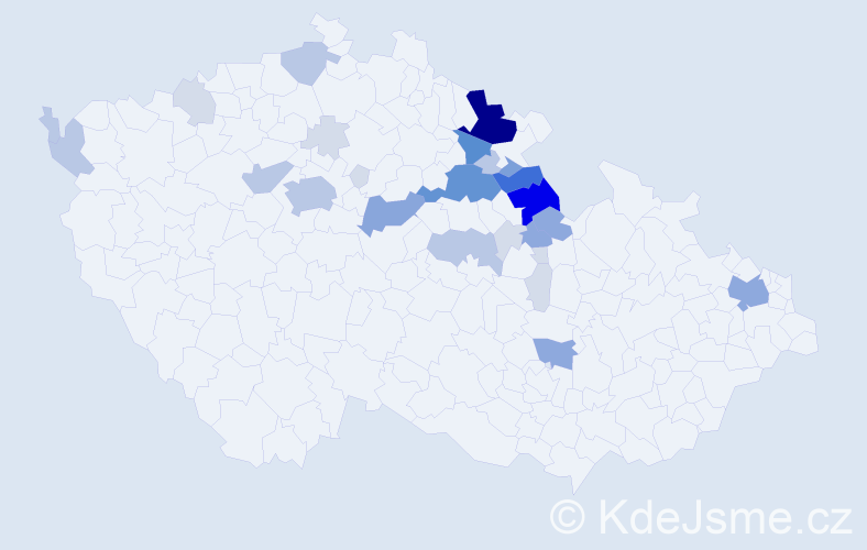 Příjmení: 'Serbousek', počet výskytů 99 v celé ČR