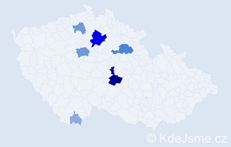 Příjmení: 'Cápová', počet výskytů 19 v celé ČR