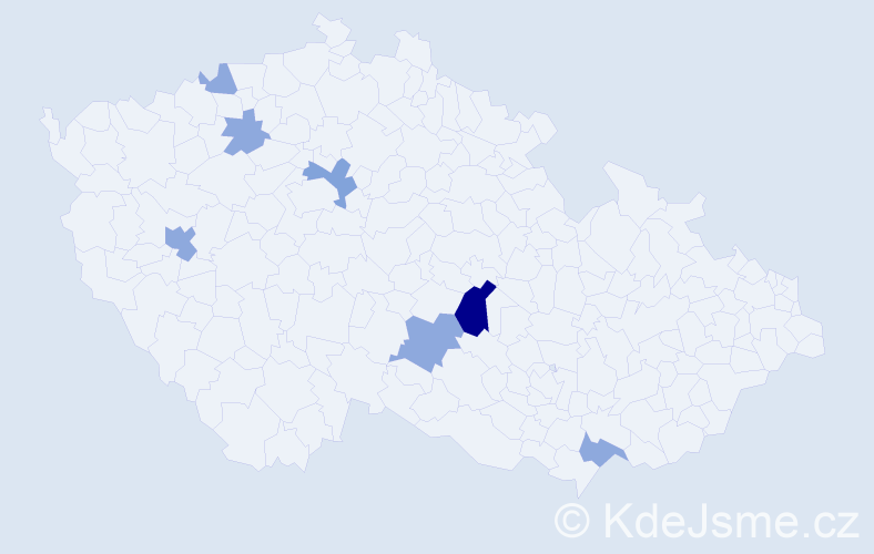 Příjmení: 'Drejček', počet výskytů 15 v celé ČR