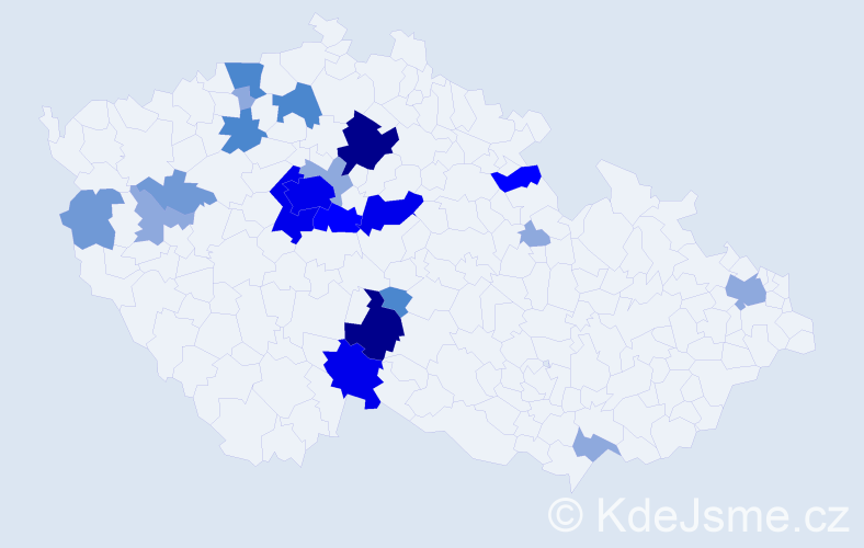 Příjmení: 'Bejda', počet výskytů 62 v celé ČR