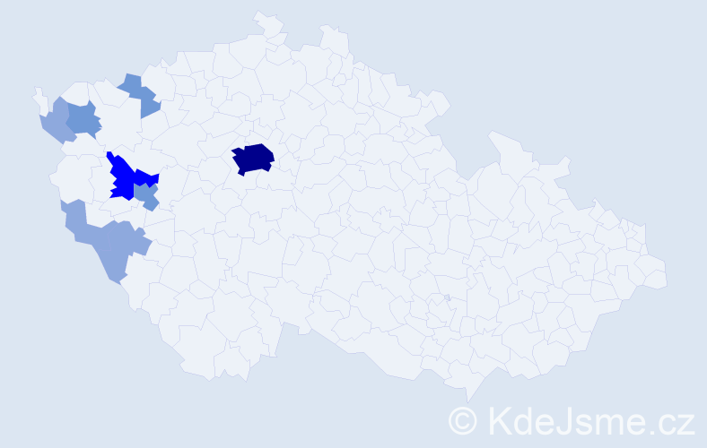 Příjmení: 'Vochocová', počet výskytů 19 v celé ČR