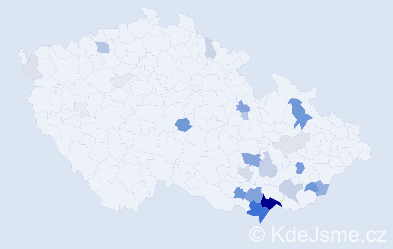 Příjmení: 'Kujová', počet výskytů 97 v celé ČR