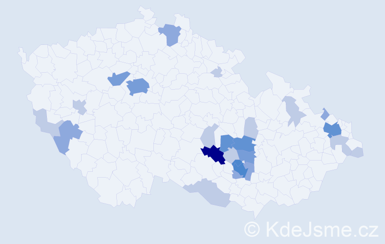 Příjmení: 'Jízdný', počet výskytů 59 v celé ČR