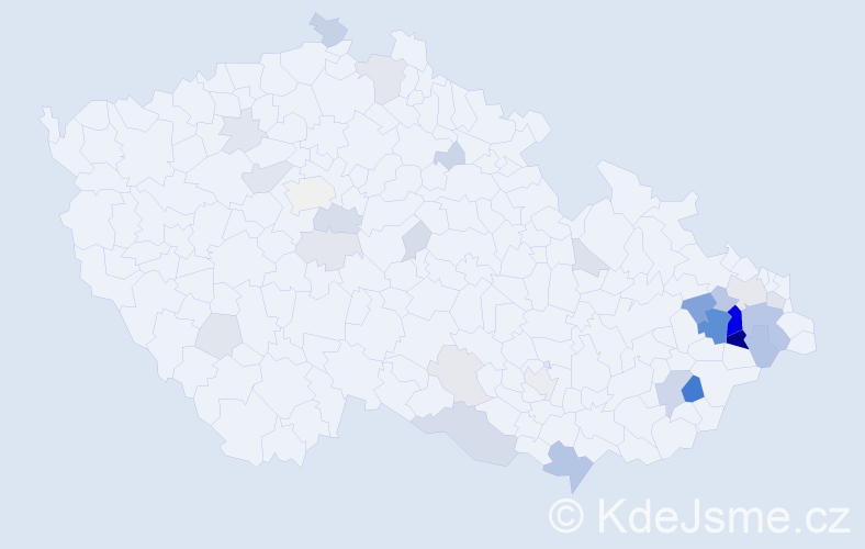 Příjmení: 'Lošák', počet výskytů 106 v celé ČR