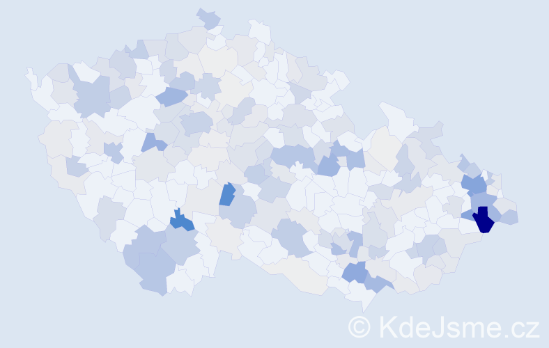 Příjmení: 'Kokeš', počet výskytů 701 v celé ČR