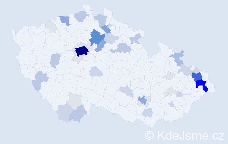 Příjmení: 'Halešová', počet výskytů 155 v celé ČR