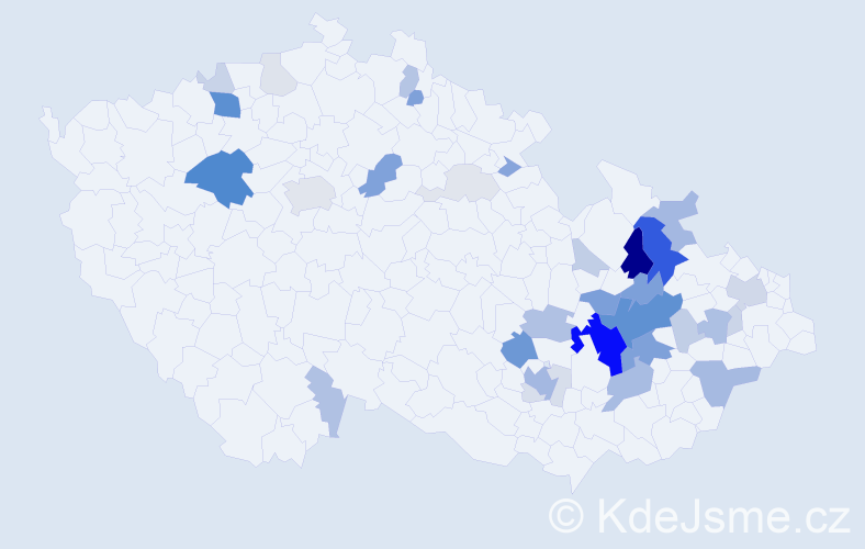 Příjmení: 'Dokládal', počet výskytů 124 v celé ČR