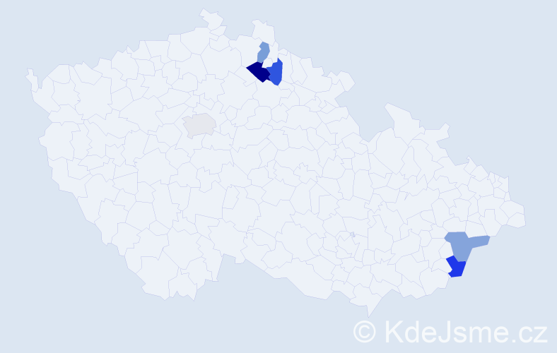 Příjmení: 'Szorádová', počet výskytů 7 v celé ČR