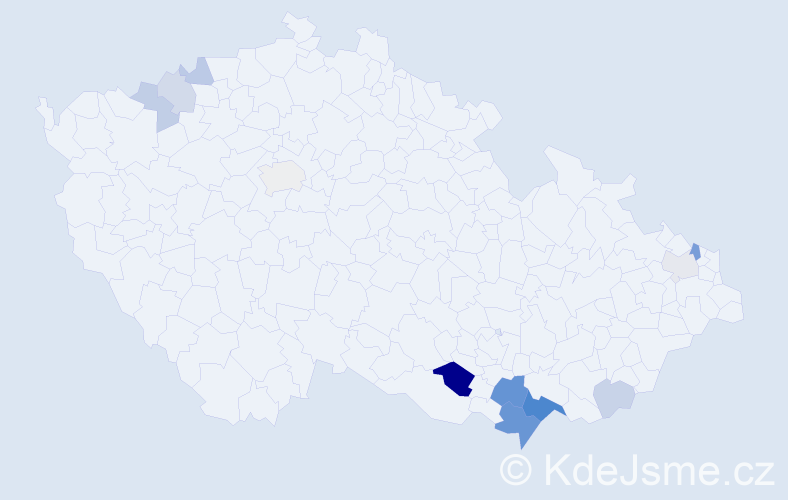 Příjmení: 'Lišťák', počet výskytů 28 v celé ČR