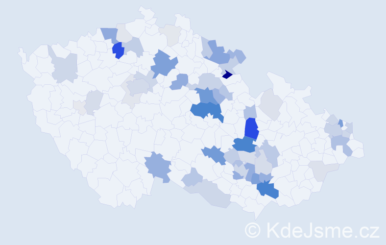 Příjmení: 'Barva', počet výskytů 167 v celé ČR