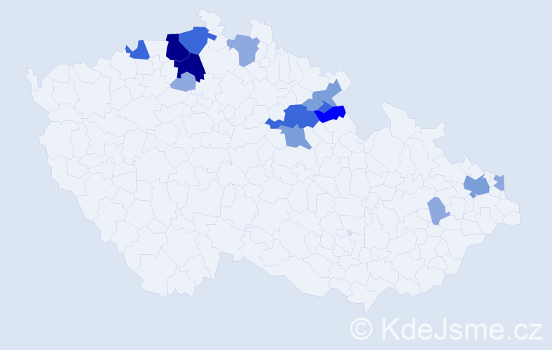 Příjmení: 'Tojnarová', počet výskytů 47 v celé ČR