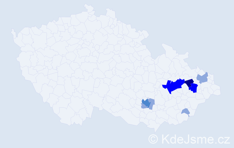 Příjmení: 'Klumpler', počet výskytů 19 v celé ČR