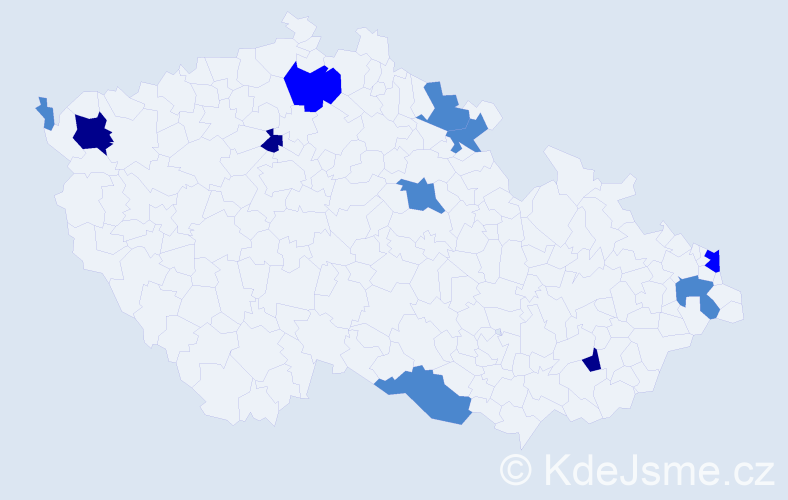 Příjmení: 'Madaras', počet výskytů 19 v celé ČR