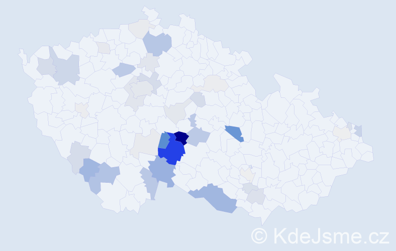 Příjmení: 'Dalíková', počet výskytů 120 v celé ČR