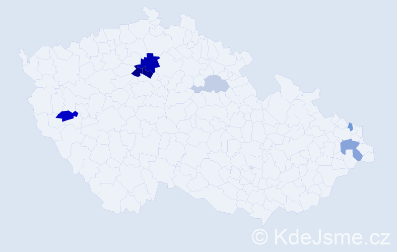 Příjmení: 'Pšánský', počet výskytů 16 v celé ČR
