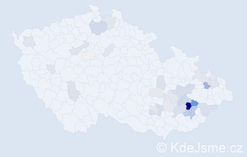 Příjmení: 'Bakalová', počet výskytů 103 v celé ČR