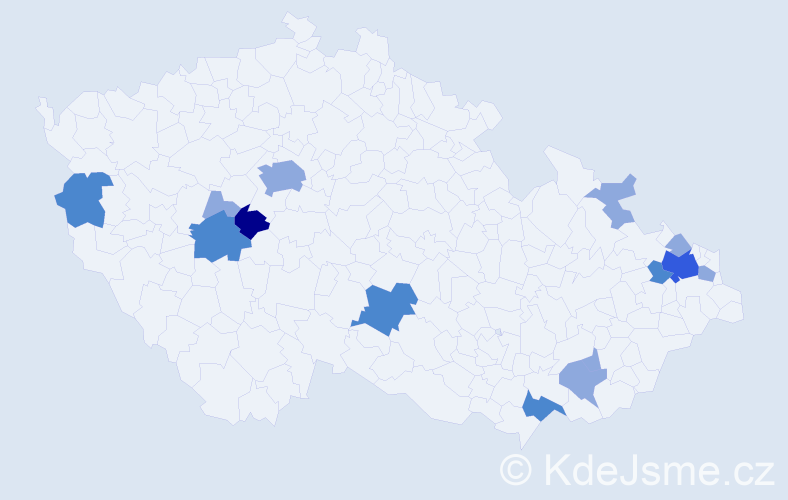 Příjmení: 'Pjaták', počet výskytů 25 v celé ČR