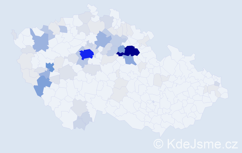 Příjmení: 'Česák', počet výskytů 276 v celé ČR