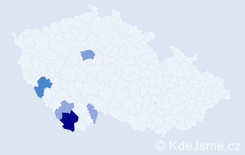 Příjmení: 'Dadková', počet výskytů 14 v celé ČR