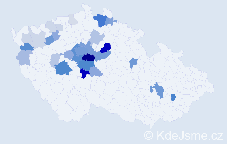 Příjmení: 'Lízner', počet výskytů 120 v celé ČR