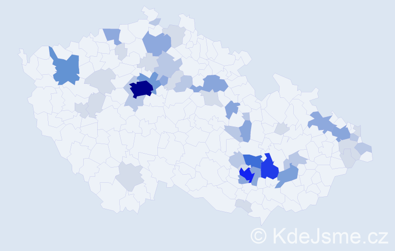 Příjmení: 'Pásek', počet výskytů 138 v celé ČR