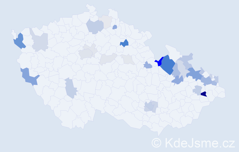 Příjmení: 'Diro', počet výskytů 119 v celé ČR