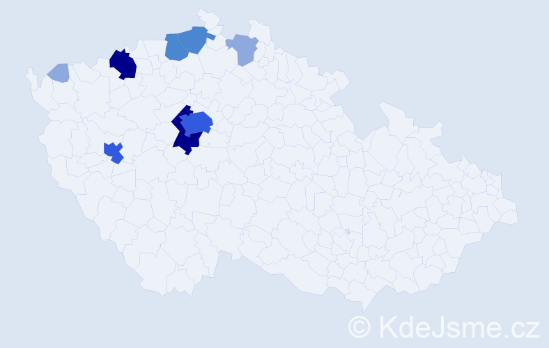 Příjmení: 'Bachor', počet výskytů 22 v celé ČR