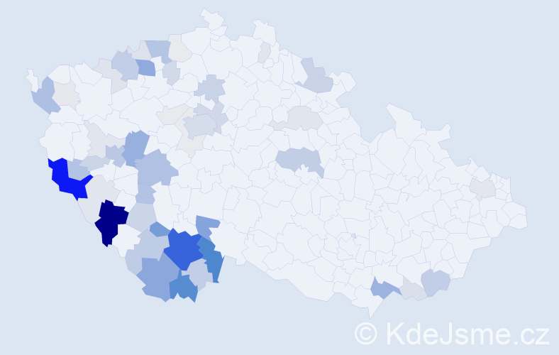 Příjmení: 'Kubal', počet výskytů 195 v celé ČR