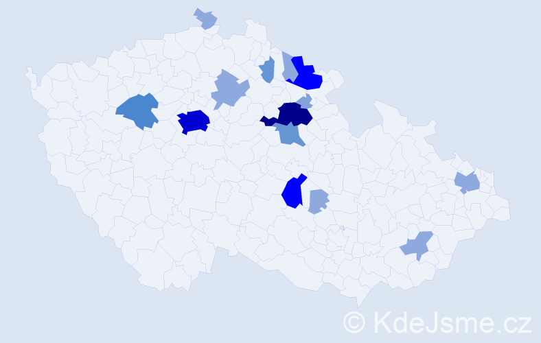 Příjmení: 'Hedvičáková', počet výskytů 46 v celé ČR