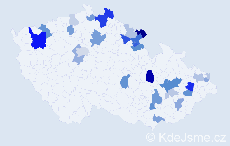 Příjmení: 'Hrnková', počet výskytů 74 v celé ČR