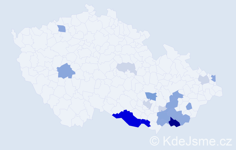 Příjmení: 'Bajková', počet výskytů 71 v celé ČR