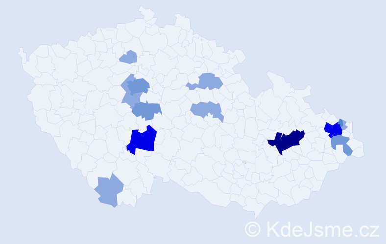 Příjmení: 'Kaczor', počet výskytů 31 v celé ČR