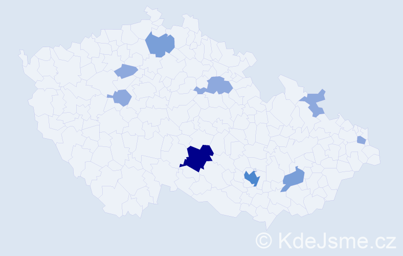 Příjmení: 'Hrbatá', počet výskytů 19 v celé ČR