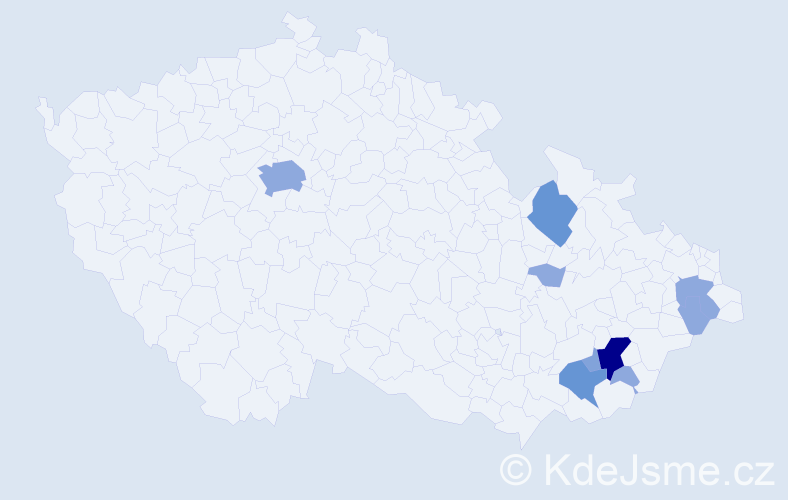 Příjmení: 'Rudecká', počet výskytů 21 v celé ČR