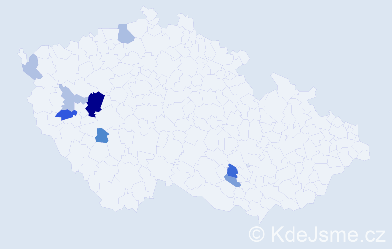 Příjmení: 'Beranec', počet výskytů 17 v celé ČR