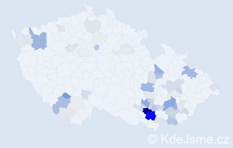 Příjmení: 'Nádeníček', počet výskytů 205 v celé ČR