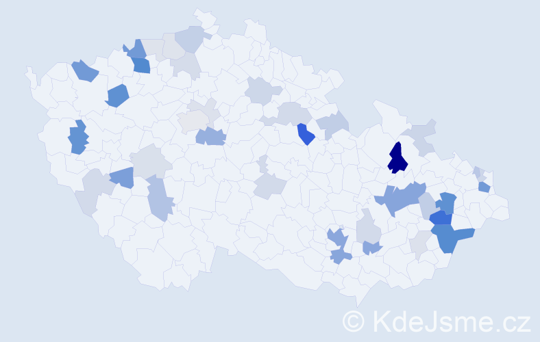 Příjmení: 'Šándor', počet výskytů 115 v celé ČR