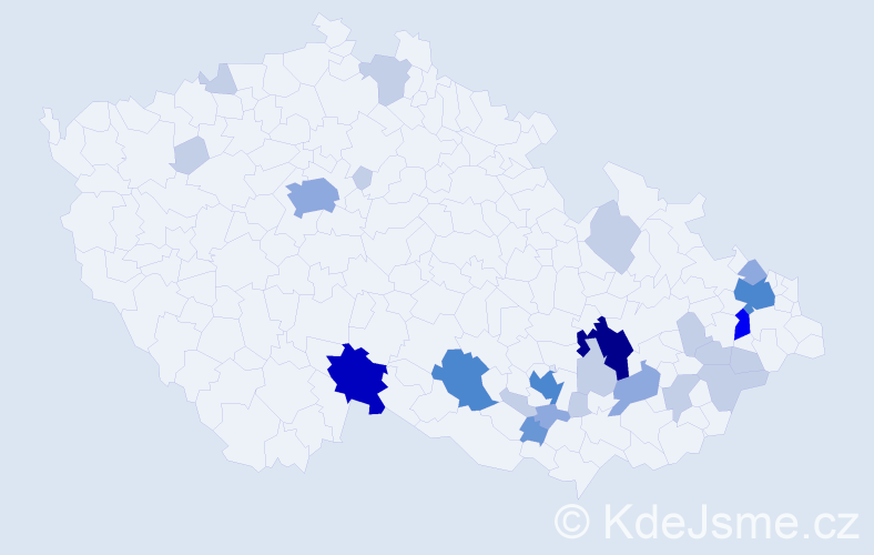 Příjmení: 'Aujezdský', počet výskytů 70 v celé ČR